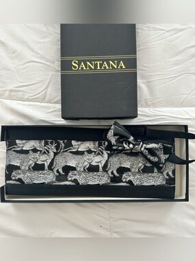 Santana Men's Vintage Silk 2-Piece Bow Tie & Cummerbund Set Animal Motif